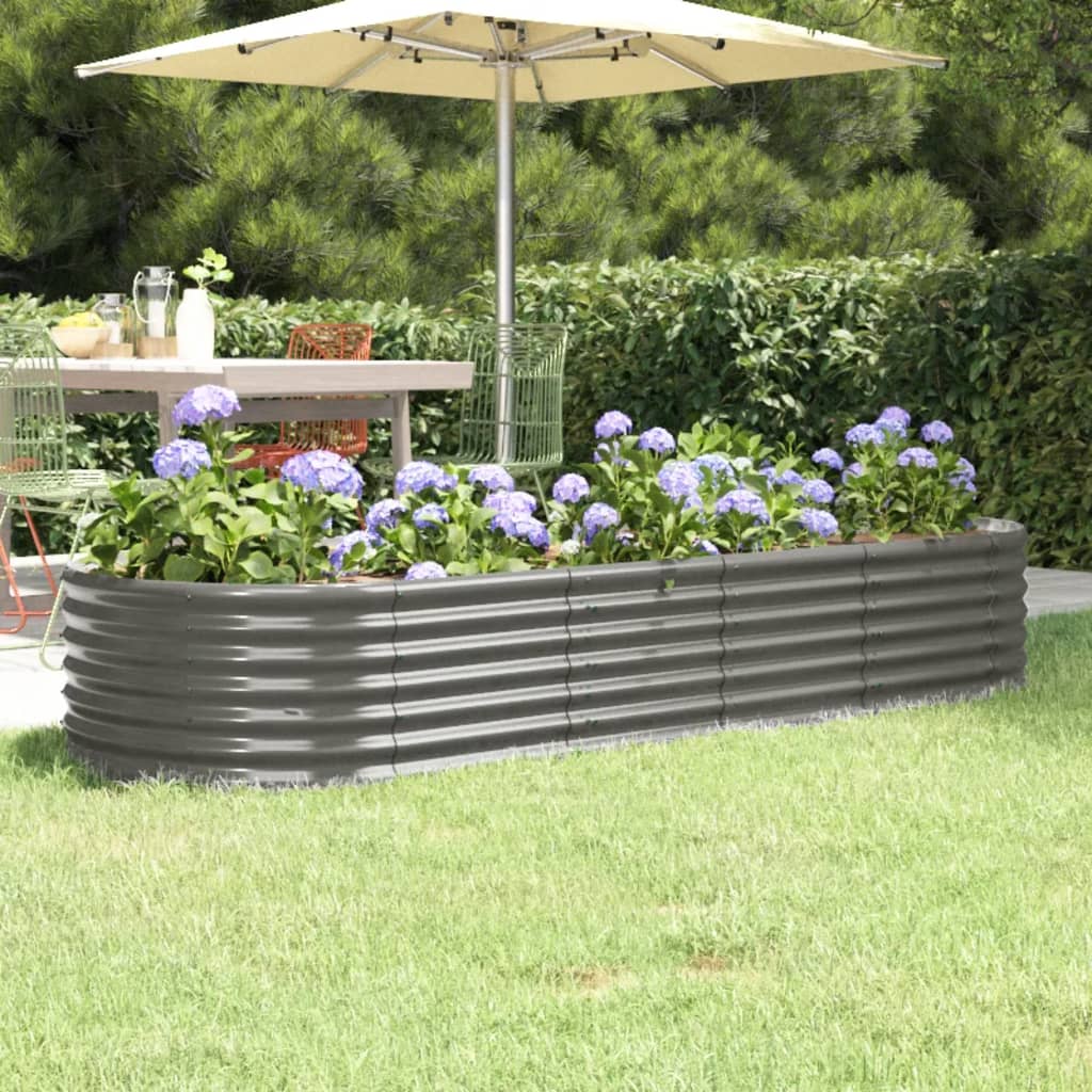 Vidaxl plantenbak 224x80x36 cm gegalvaniseerd staal grijs