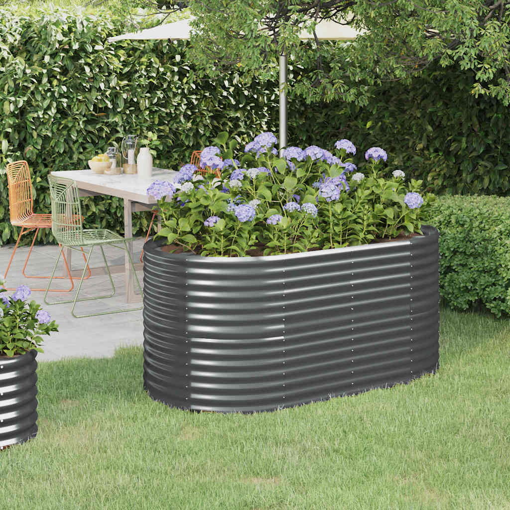 Vidaxl plantenbak 152x80x68 cm gepoedercoat staal antracietkleurig