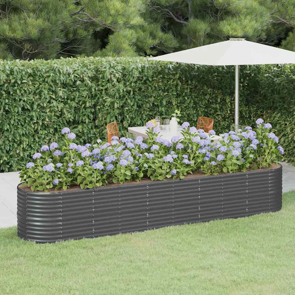 Vidaxl plantenbak 368x80x68 cm gegalvaniseerd staal antracietkleurig