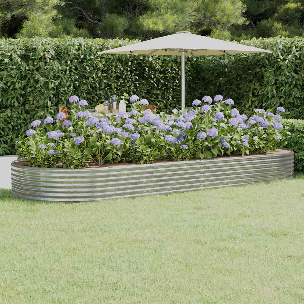 Vidaxl plantenbak 373x140x36 cm gegalvaniseerd staal zilverkleurig