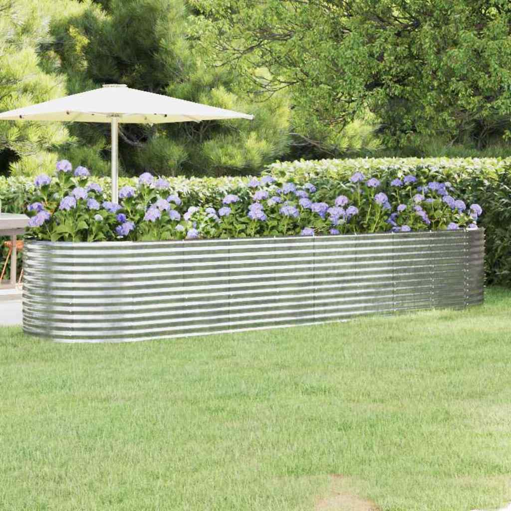 Vidaxl plantenbak 396x100x68 cm gegalvaniseerd staal zilverkleurig