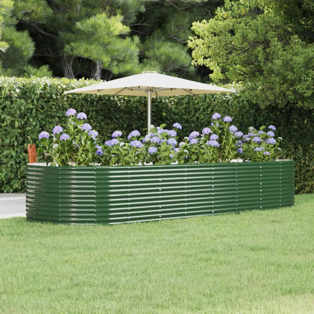 Vidaxl plantenbak 367x140x68 cm gegalvaniseerd staal groen