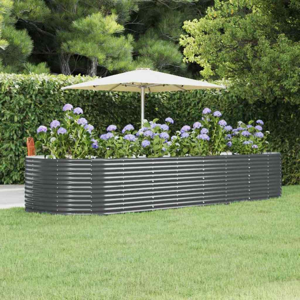 Vidaxl plantenbak 367x140x68 cm gegalvaniseerd staal antracietkleurig