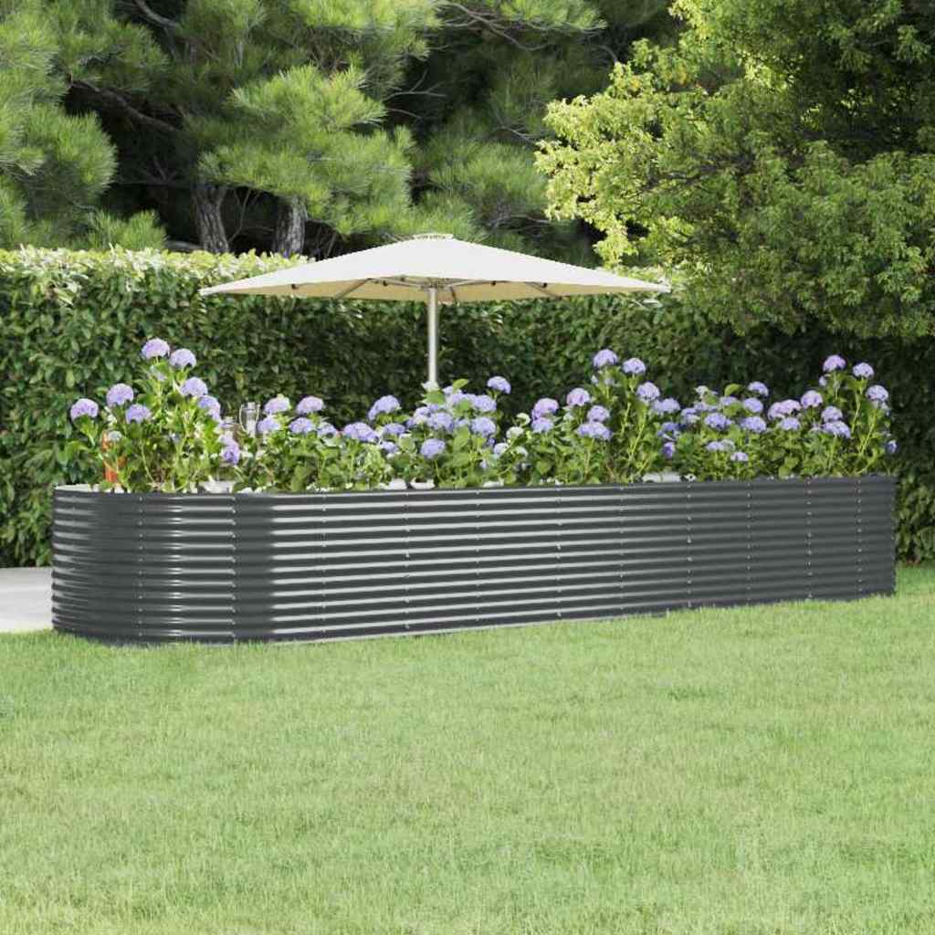 Vidaxl plantenbak 447x140x68 cm gegalvaniseerd staal antracietkleurig