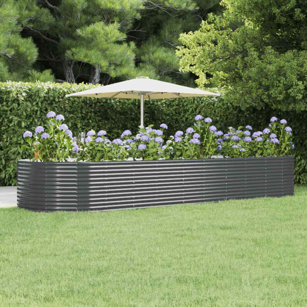 Vidaxl plantenbak 447x140x68 cm gegalvaniseerd staal antracietkleurig