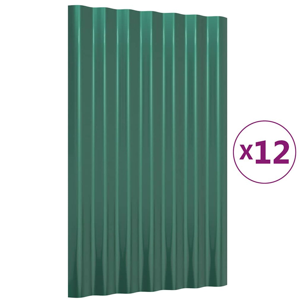 Vidaxl dakpanelen 12 st 60x36 cm gegalvaniseerd staal groen
