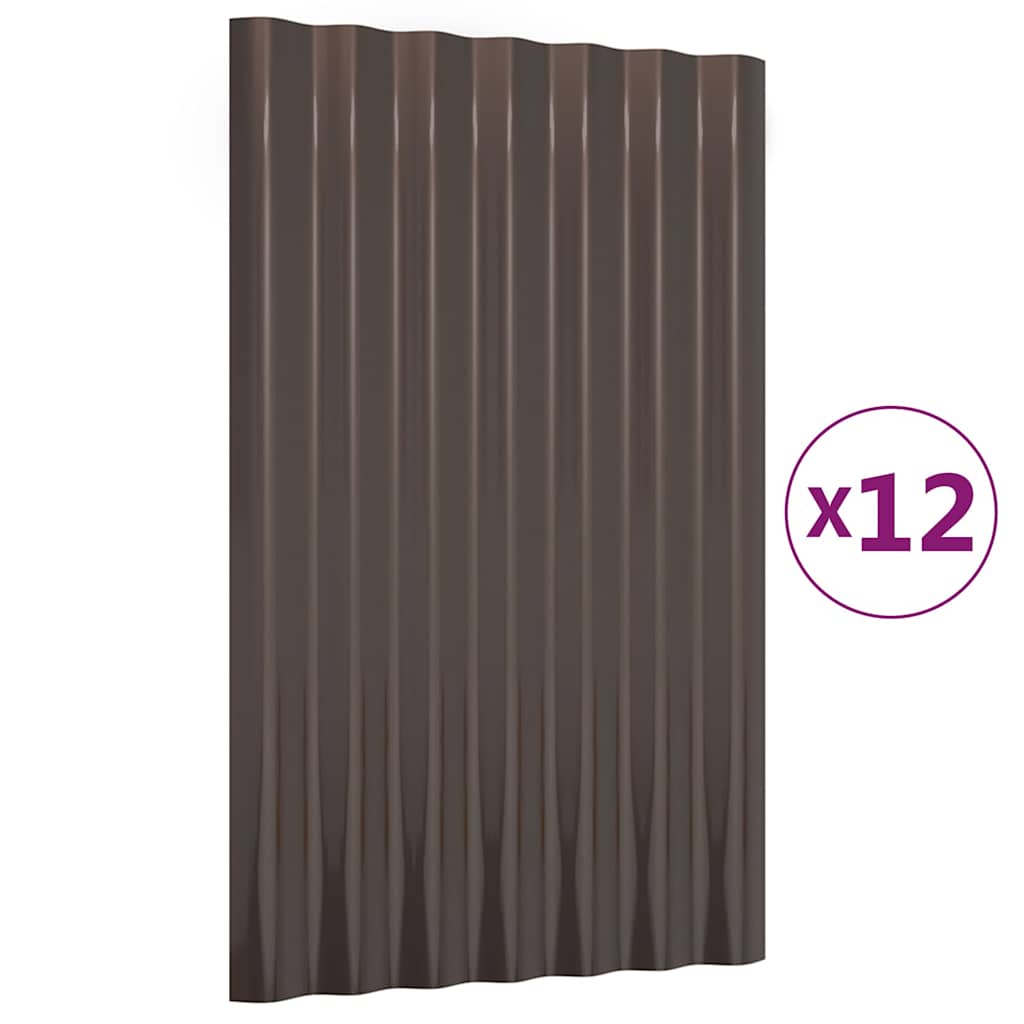 Vidaxl dakpanelen 12 st 60x36 cm gegalvaniseerd staal bruin