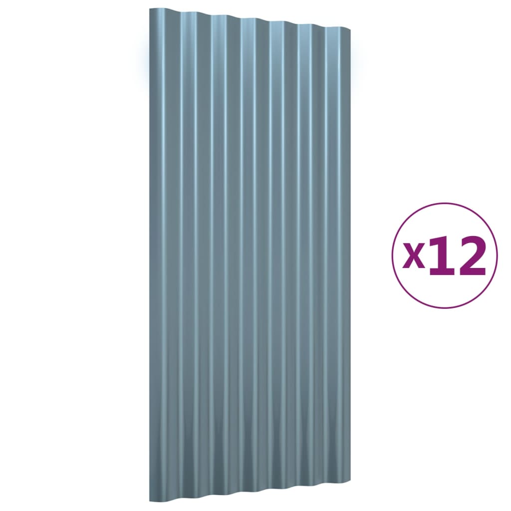 Vidaxl dakpanelen 12 st 80x36 cm gegalvaniseerd staal grijs
