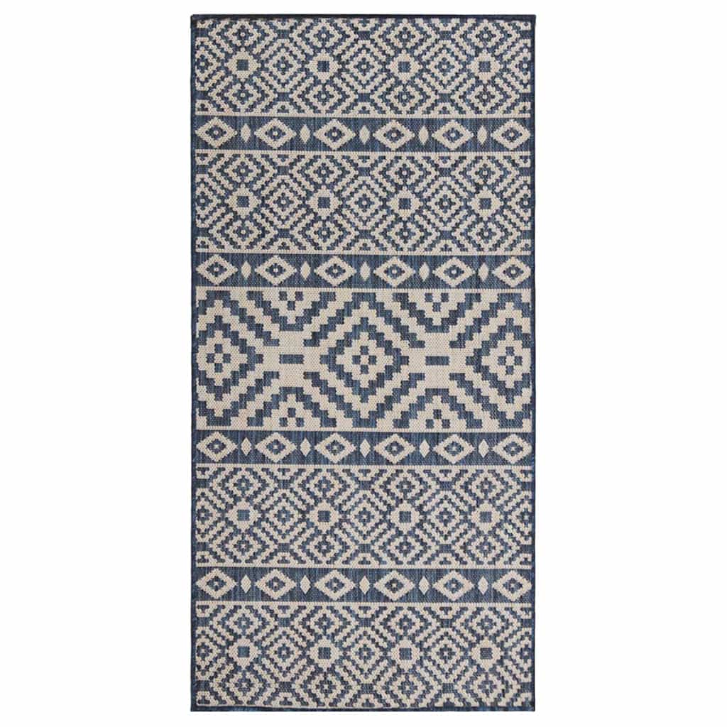 Vidaxl buitenkleed met patroon platgeweven 100x200 cm blauw