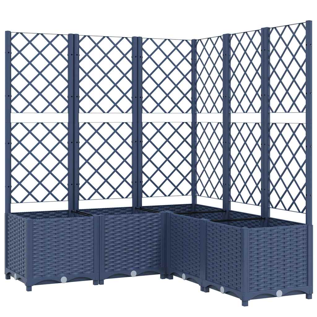 Vidaxl plantenbak met latwerk 120x120x136 cm polypropeen blauwgrijs
