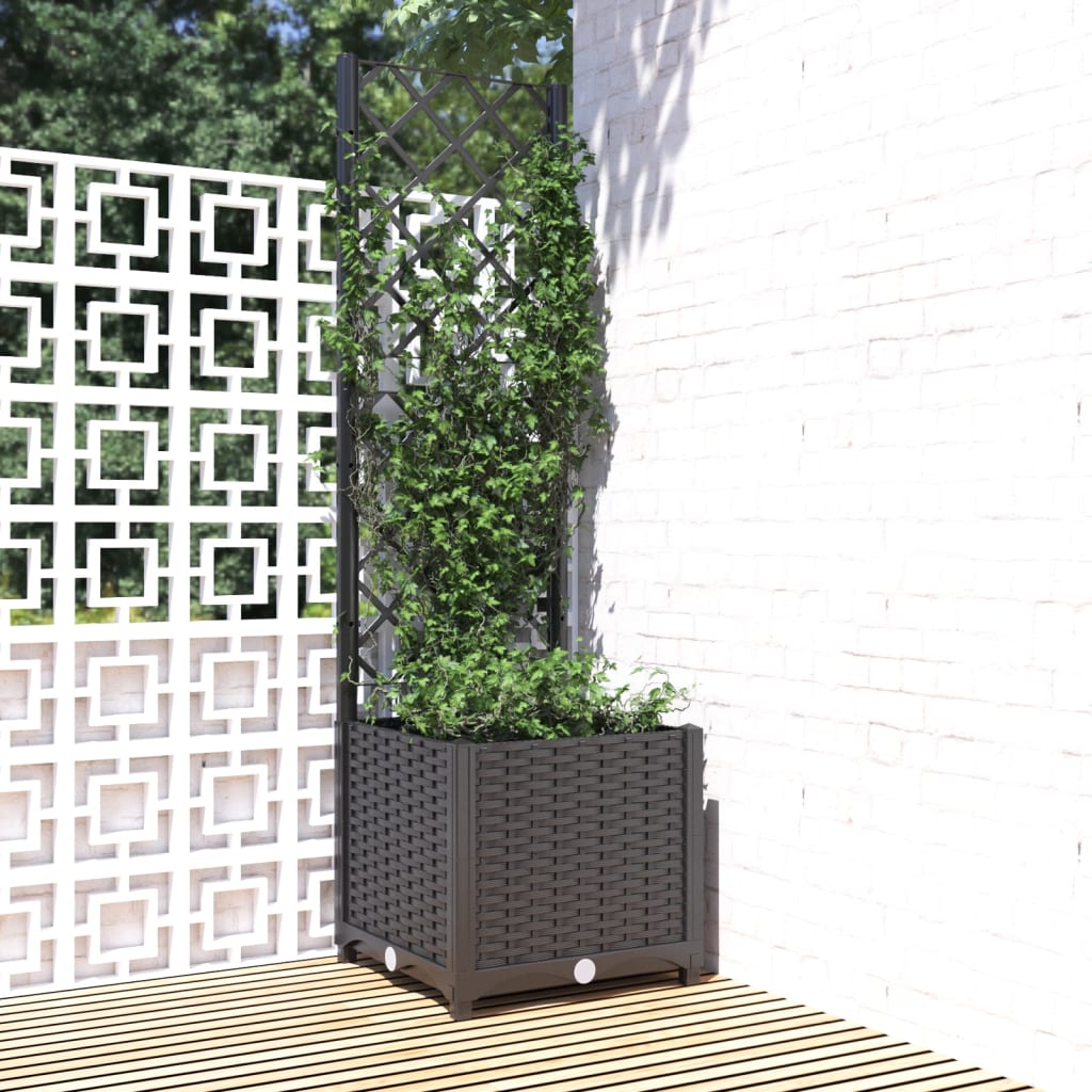 Vidaxl plantenbak met trellis zwart 40x40x136 cm pp