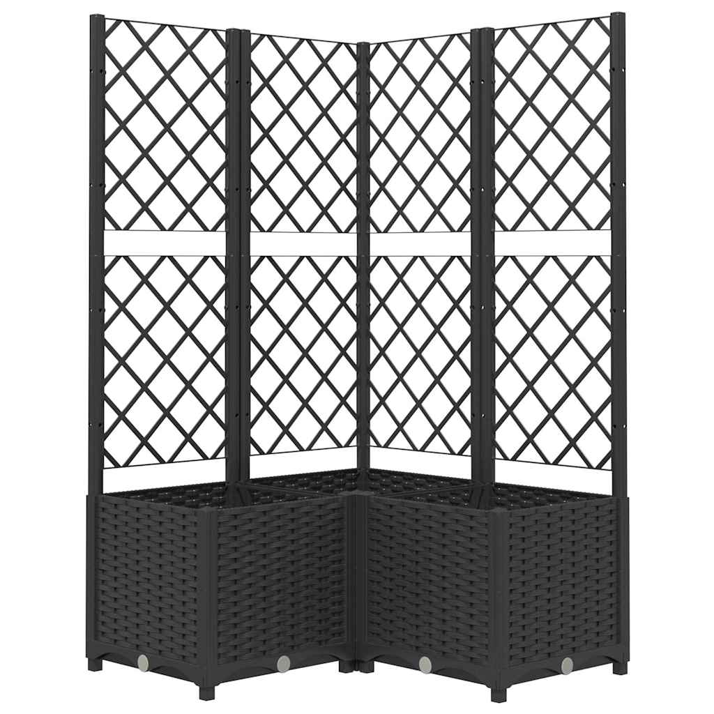 Vidaxl plantenbak met latwerk 80x80x136 cm polypropeen zwart