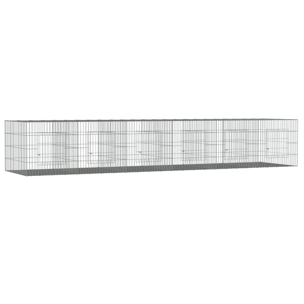 Vidaxl konijnenkooi met 6 panelen 327x79x54 cm gegalvaniseerd ijzer