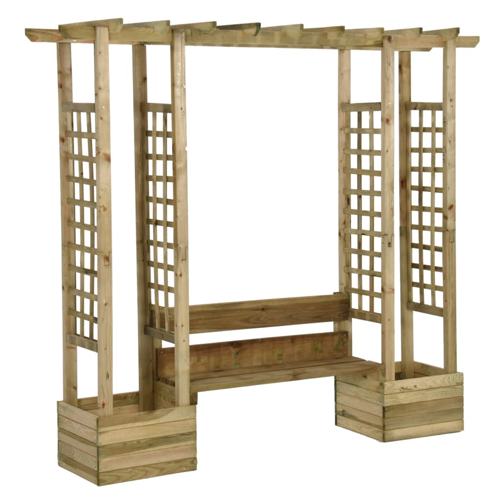 VidaXL Pergola met bank en plantenbakken geïmpregneerd groenenhout