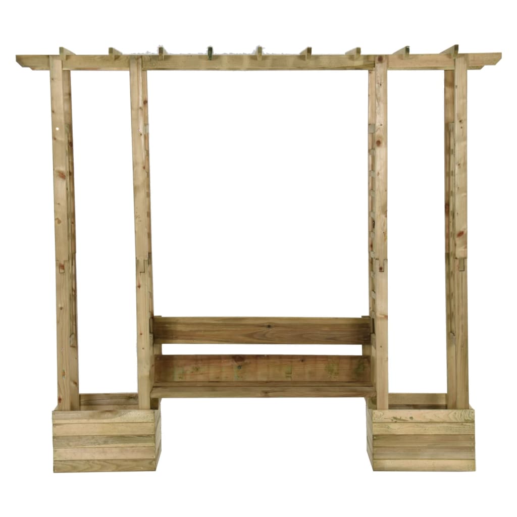 VidaXL Pergola met bank en plantenbakken geïmpregneerd groenenhout