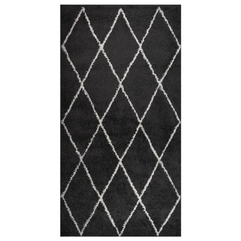 VidaXL Vloerkleed shaggy hoogpolig 80x150 cm crème antracietkleur