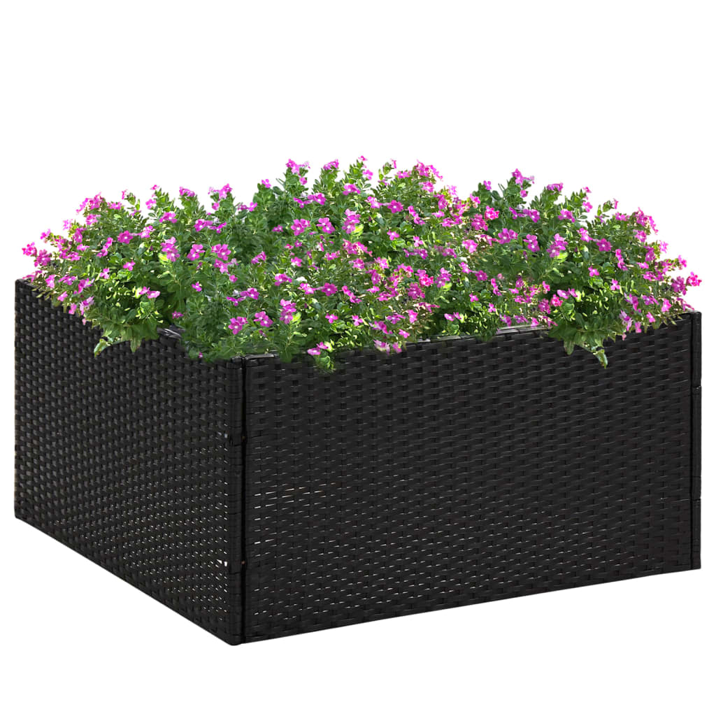 Vidaxl plantenbak 80x80x40 cm poly rotan zwart