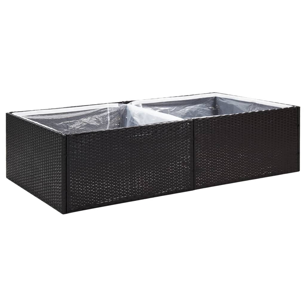 Vidaxl plantenbak 157x80x40 cm poly rotan zwart