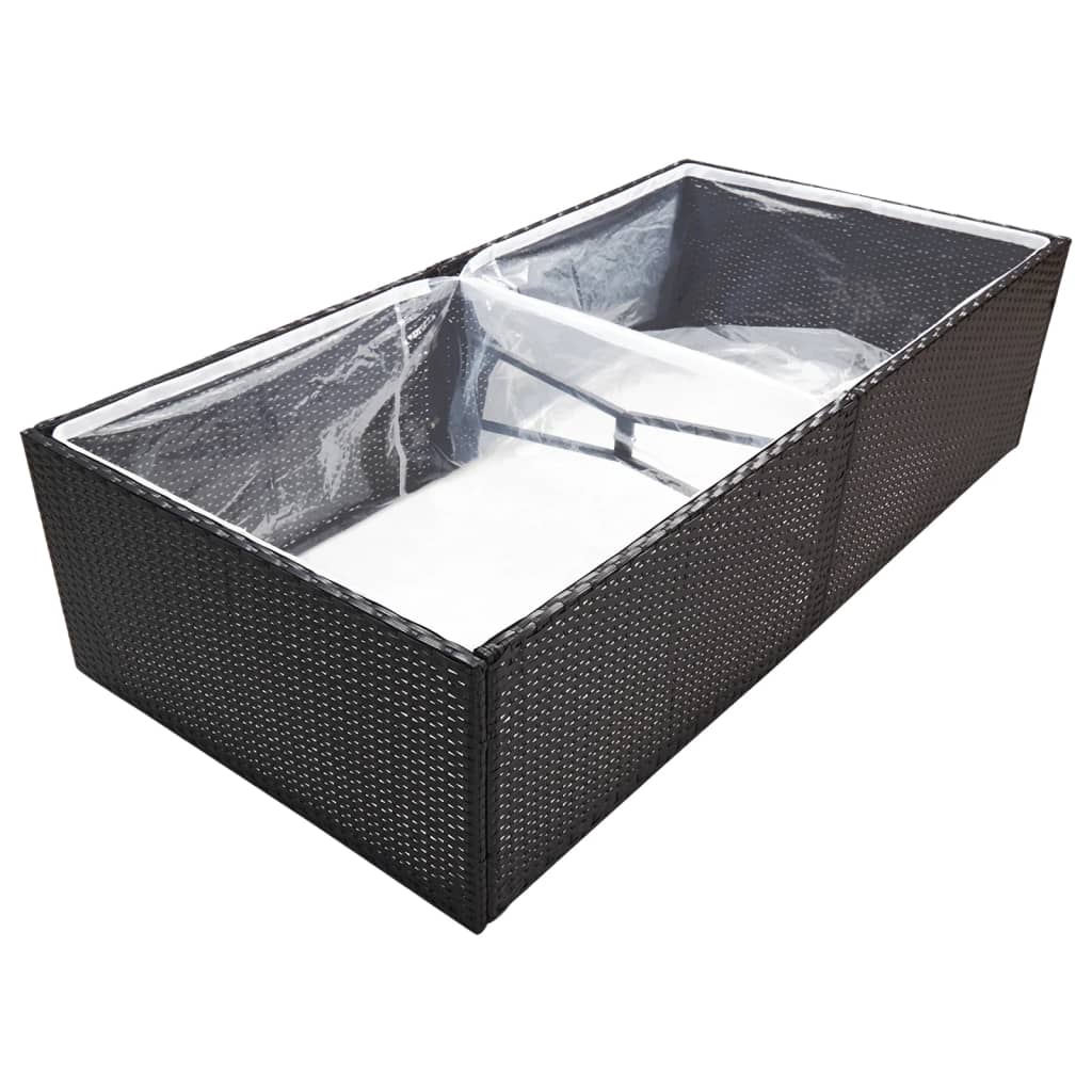 Vidaxl plantenbak 157x80x40 cm poly rotan zwart