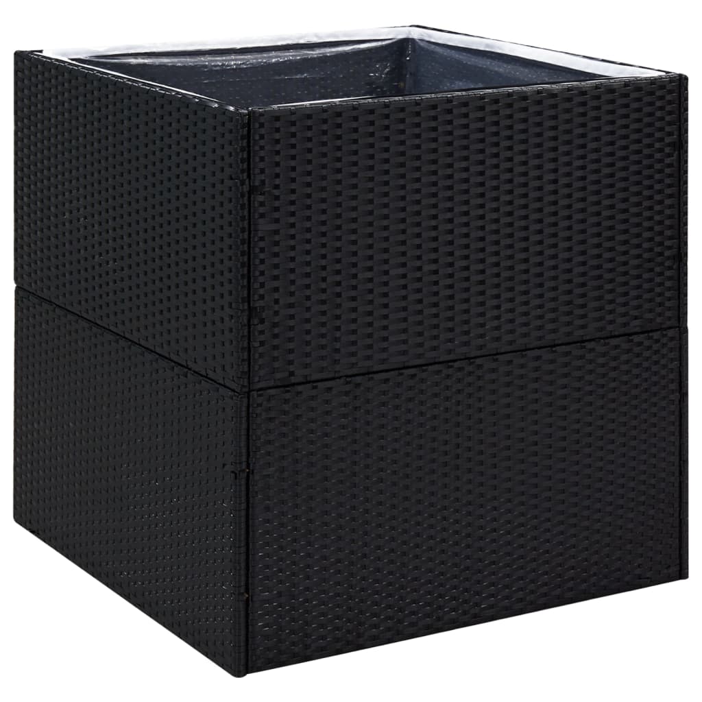 Vidaxl plantenbak 80x80x80 cm poly rotan zwart