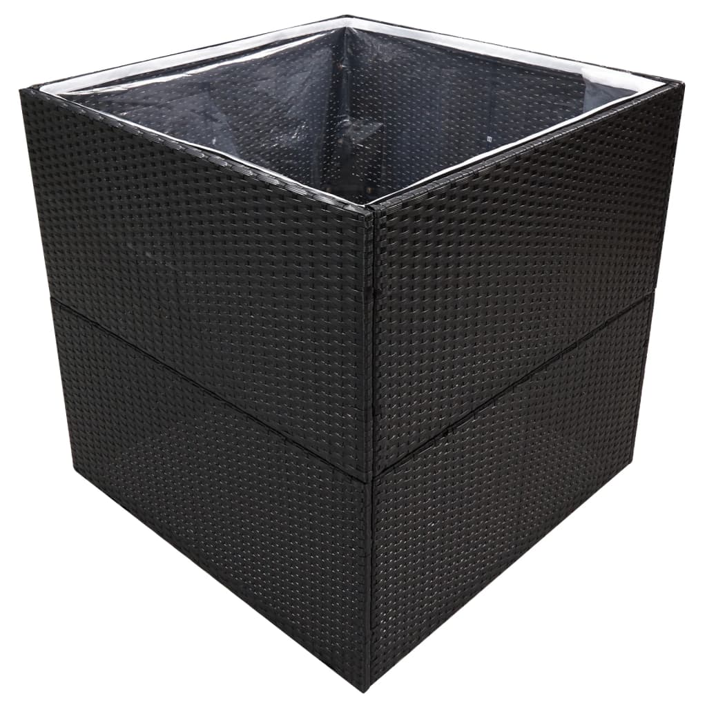 Vidaxl plantenbak 80x80x80 cm poly rotan zwart