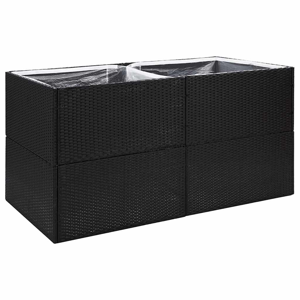 Vidaxl plantenbak 157x80x80 cm poly rotan zwart
