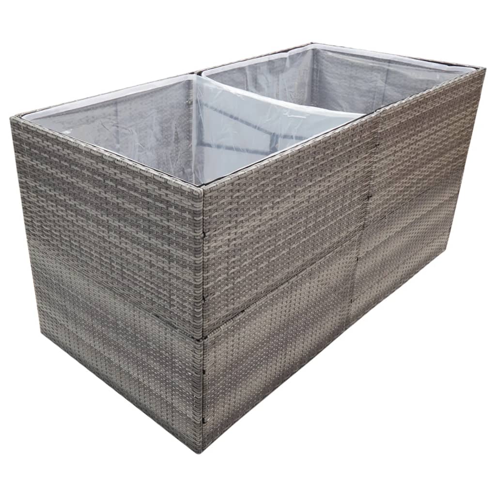 Vidaxl plantenbak 157x80x80 cm poly rotan grijs