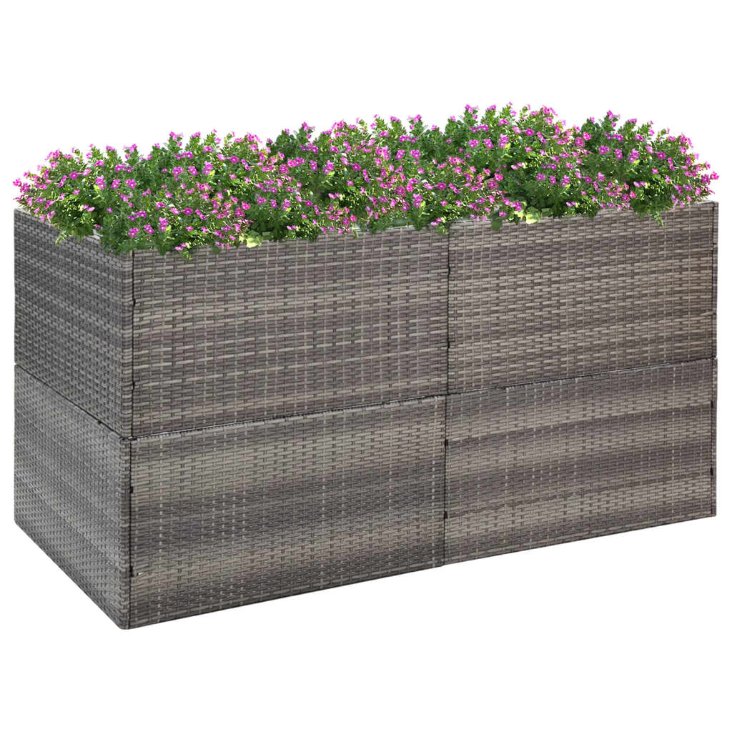 Vidaxl plantenbak 157x80x80 cm poly rotan grijs
