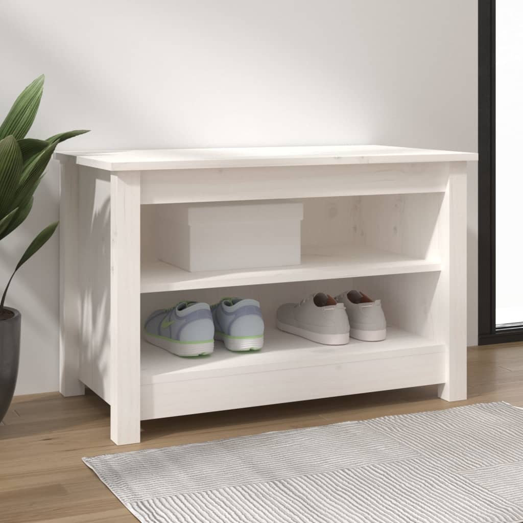 Vidaxl schoenenbank 70x38x45,5 cm massief groenhout wit