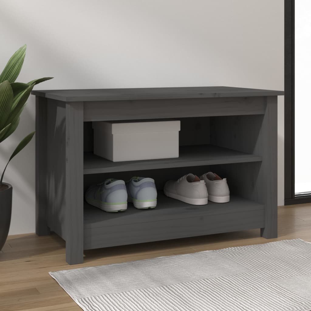 Vidaxl schoenenbank 70x38x45,5 cm massief groenenhout grijs