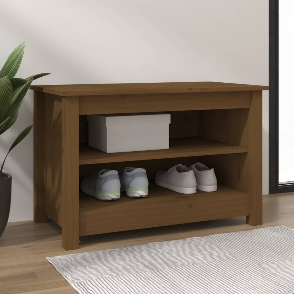 Vidaxl schoenenkast 70x38x45,5 cm massief groenhout honingbruin
