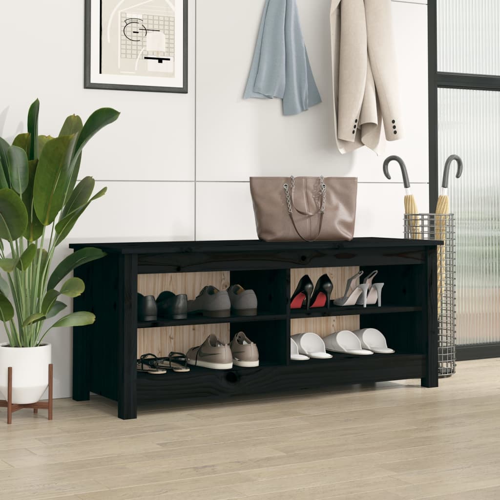 Vidaxl schoenenbank 110x38x45,5 cm massief groenenhout zwart
