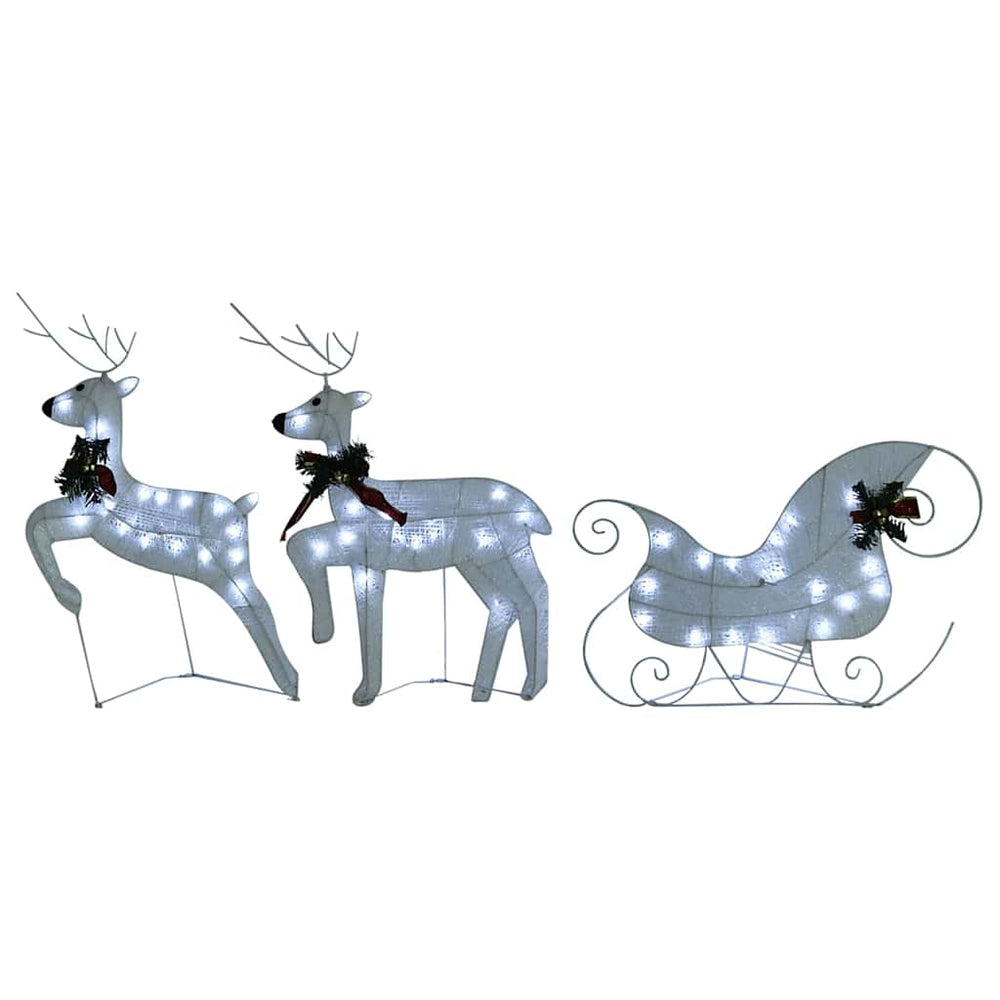 Vidaxl kerstdecoratie rendieren en slee 60 led's wit