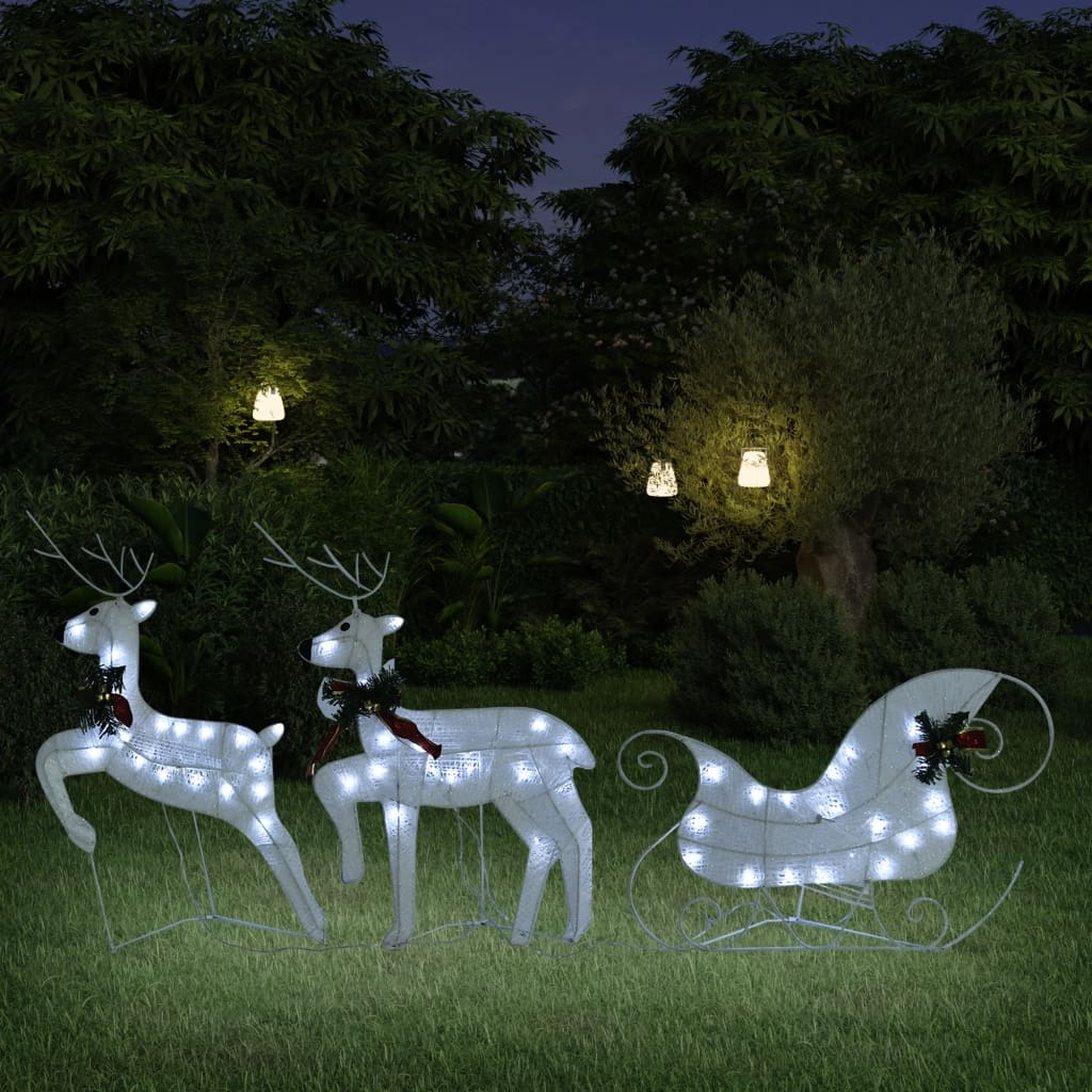 VidaXL Kerstdecoratie rendieren en slaap 60 LED's wit