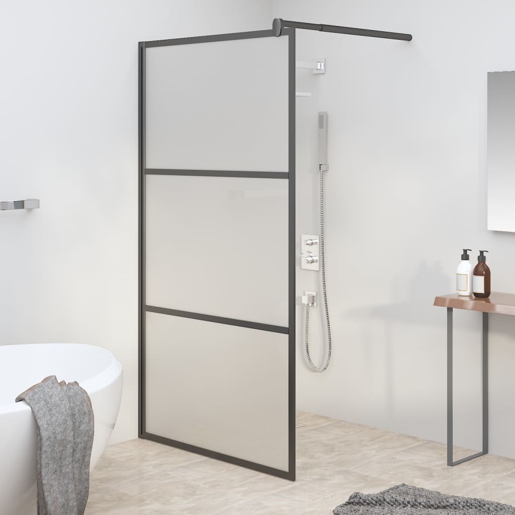 Vidaxl inloopdouchewand 100x195 cm mat esg-glas zwart
