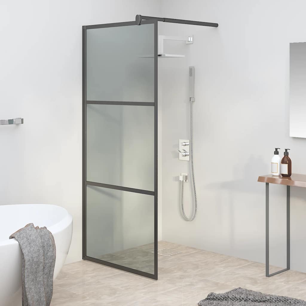 Vidaxl inloopdouchewand 90x195 cm donker esg-glas zwart