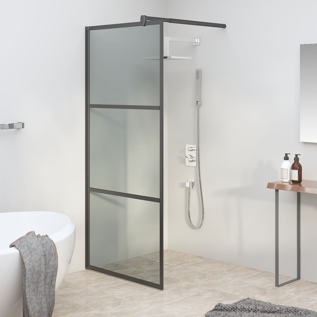 Vidaxl inloopdouchewand 90x195 cm donker esg-glas zwart