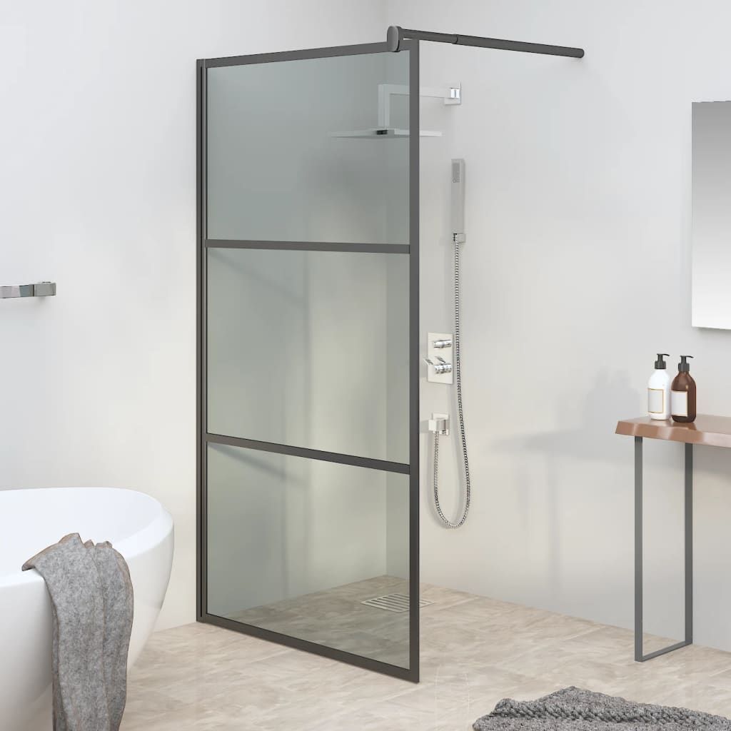 Vidaxl inloopdouchewand 100x195 cm donker esg-glas zwart