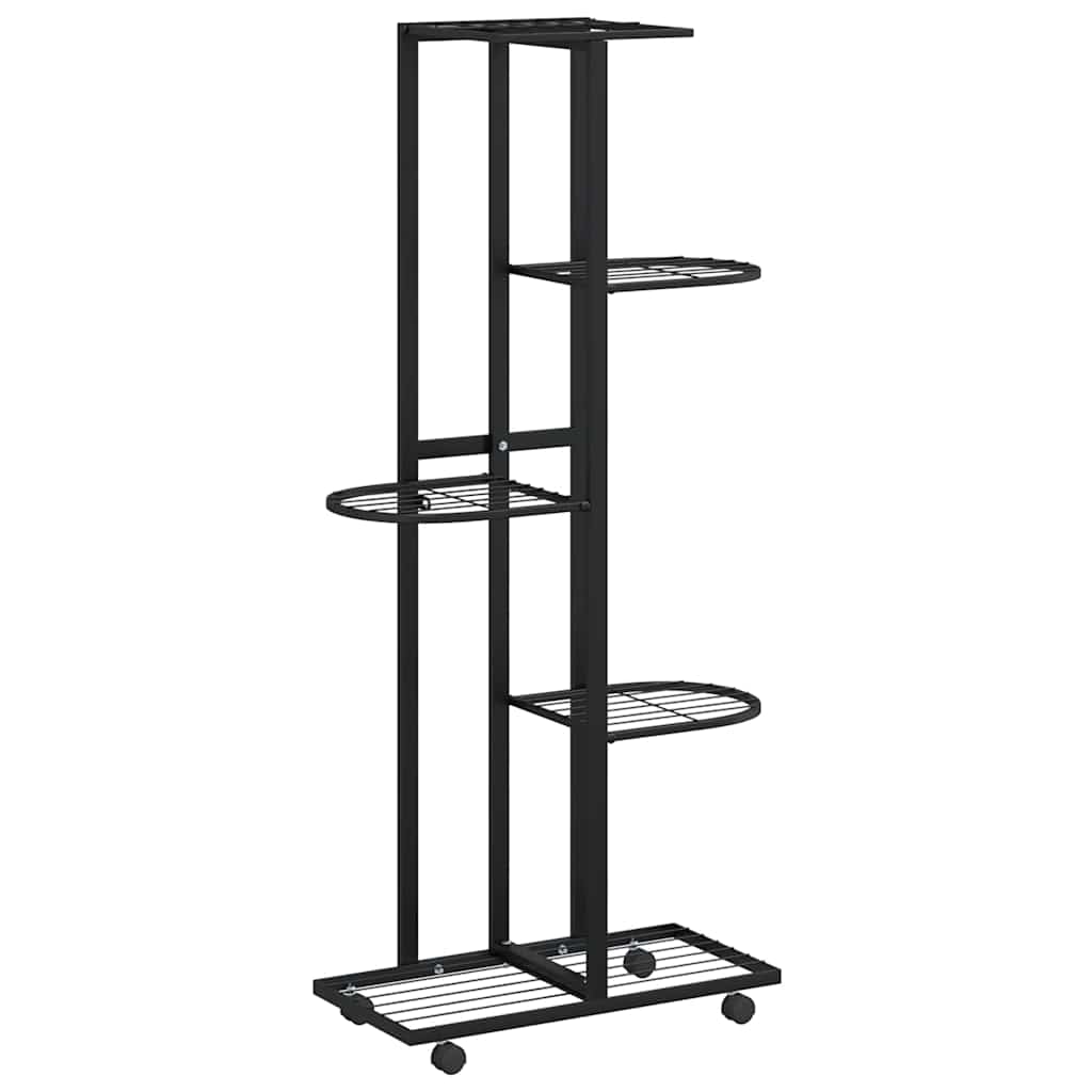 Vidaxl bloemenstandaard met wielen 5-laags 44x23x100 cm ijzer zwart