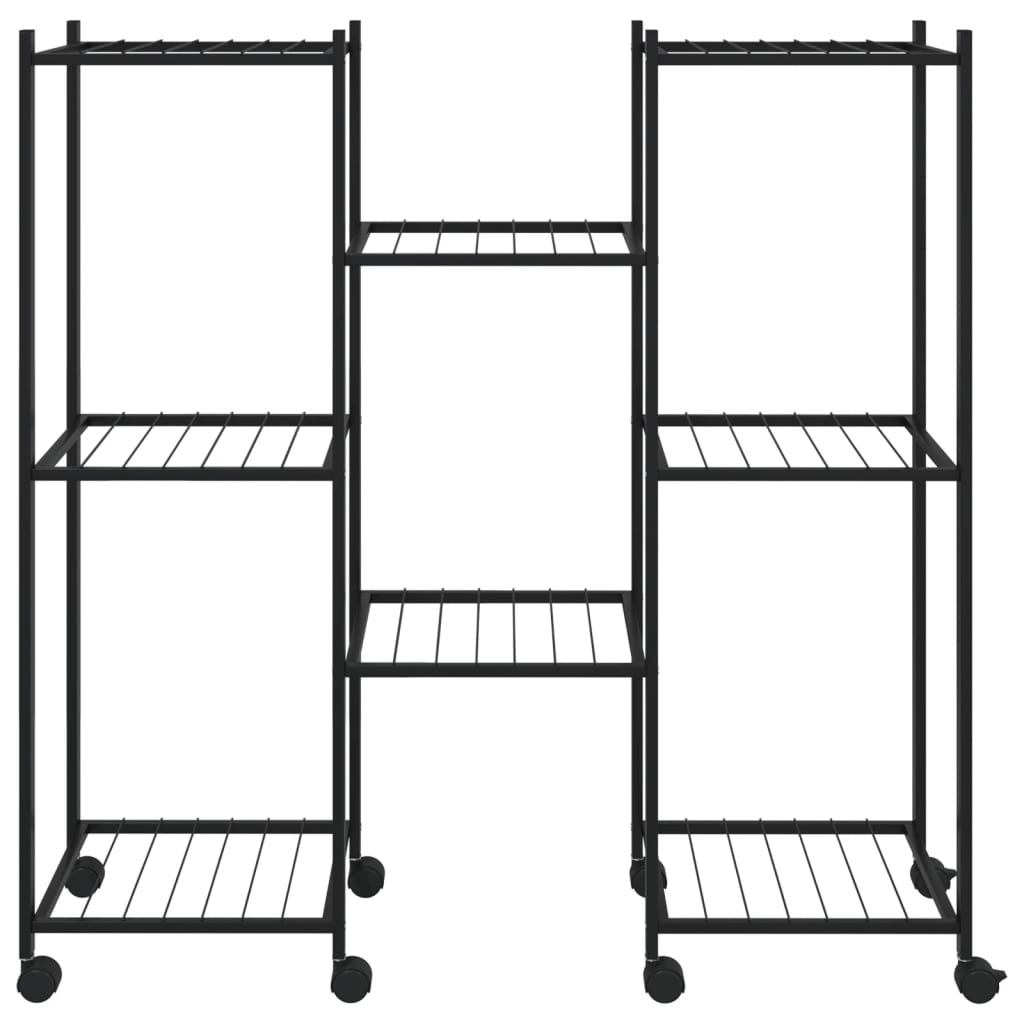 Vidaxl bloemenstandaard met wielen 83x25x83,5 cm ijzer zwart
