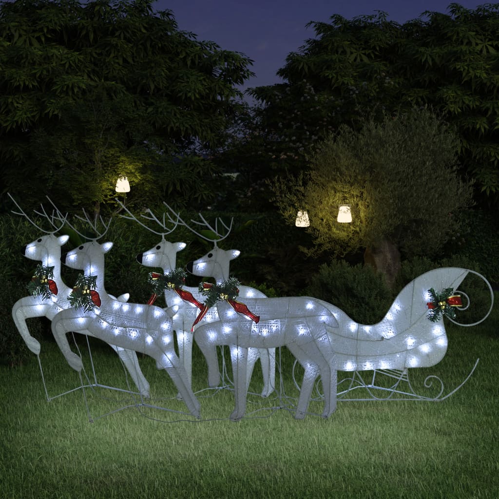 VidaXL Buitenkerstversiering rendieren en slaap 100 LED's wit