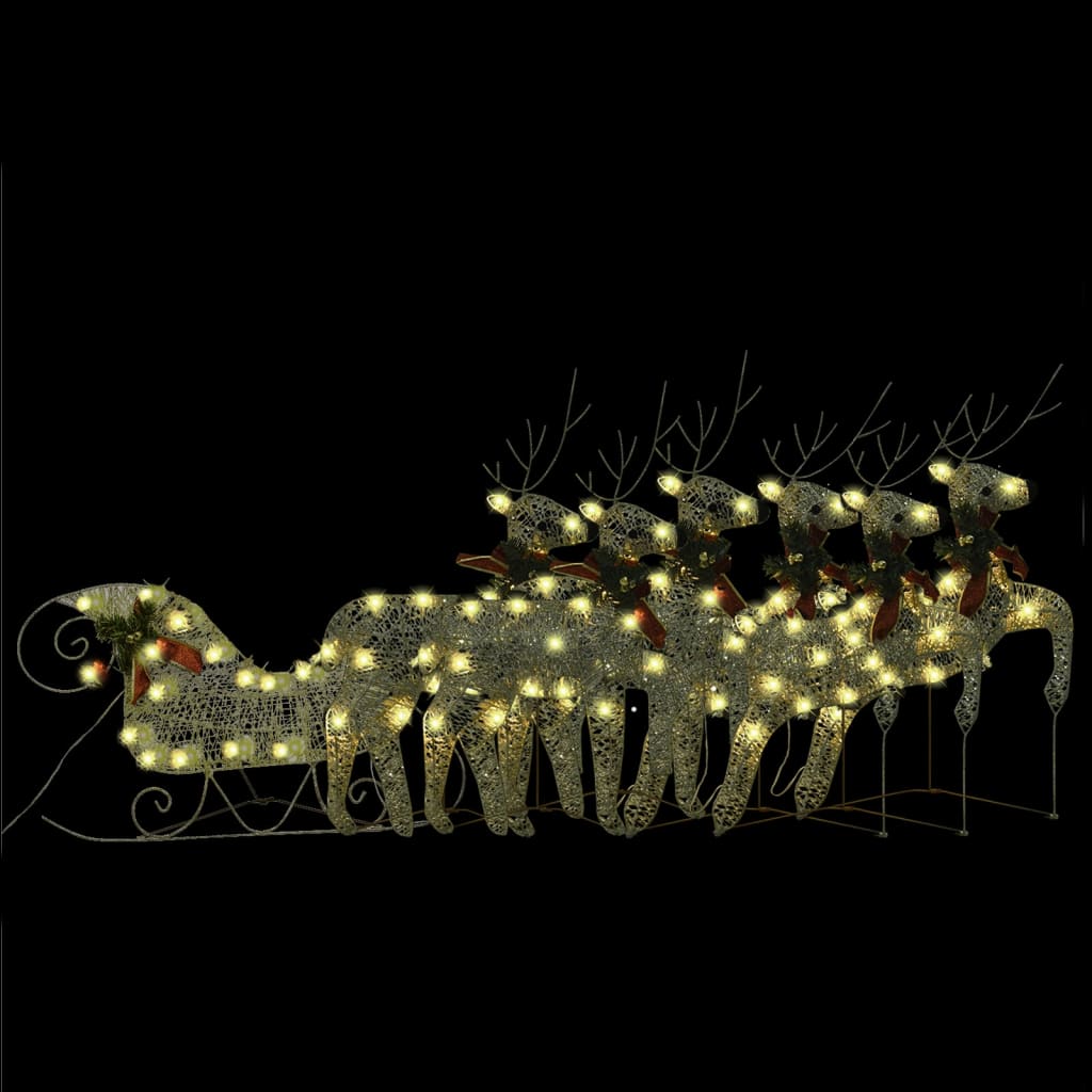 VidaXL Buitenkerstversiering rendieren en mouw 140 LED's goudkleurig