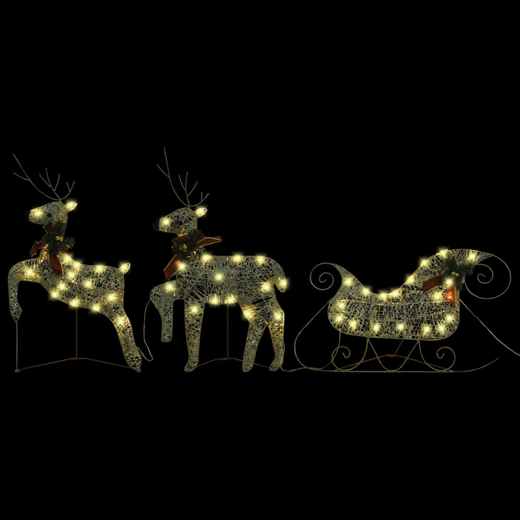 VidaXL Buitenkerstversiering rendieren en mouw 140 LED's goudkleurig