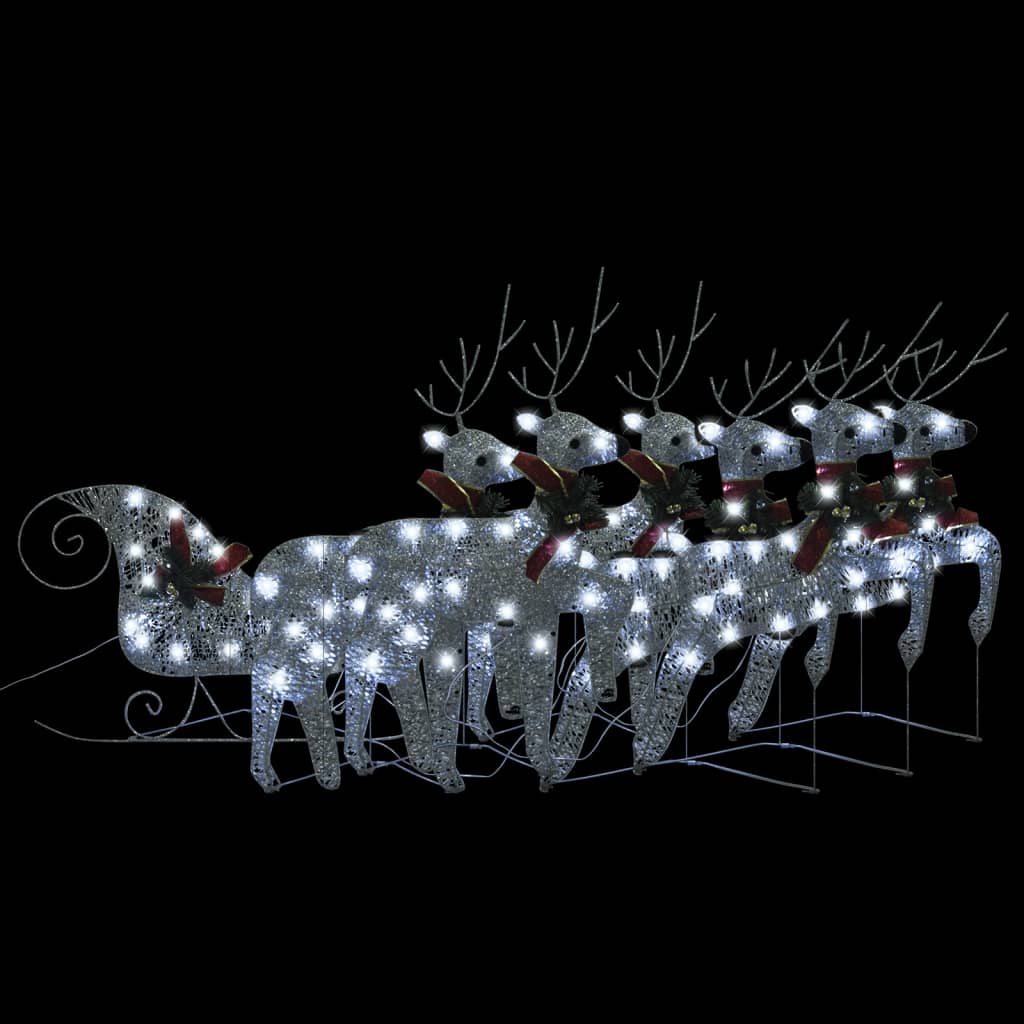 VidaXL Buitenkerstversiering rendieren en slaap 140 LED's zilverkleurig