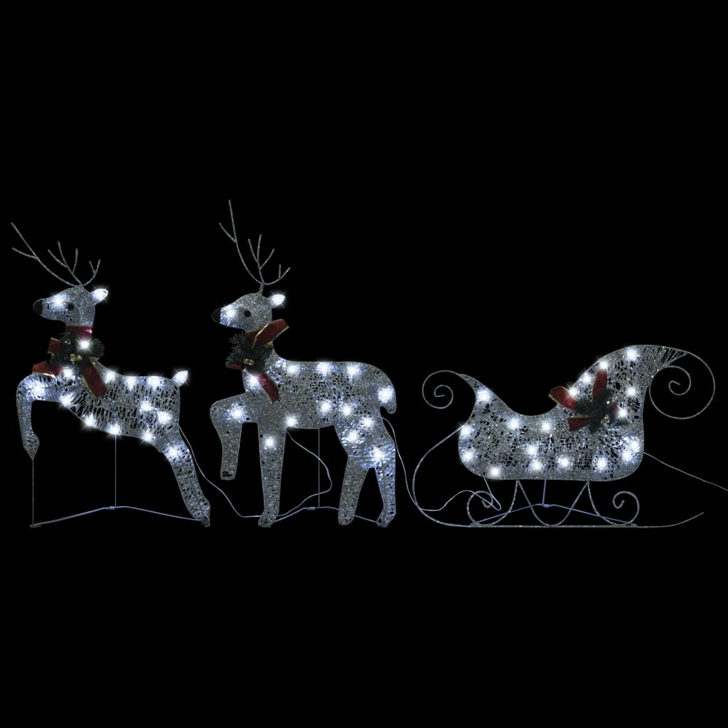 VidaXL Buitenkerstversiering rendieren en slaap 140 LED's zilverkleurig
