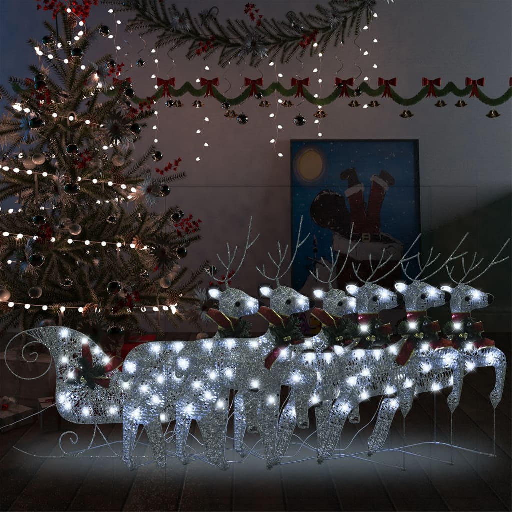 VidaXL Buitenkerstversiering rendieren en slaap 140 LED's zilverkleurig