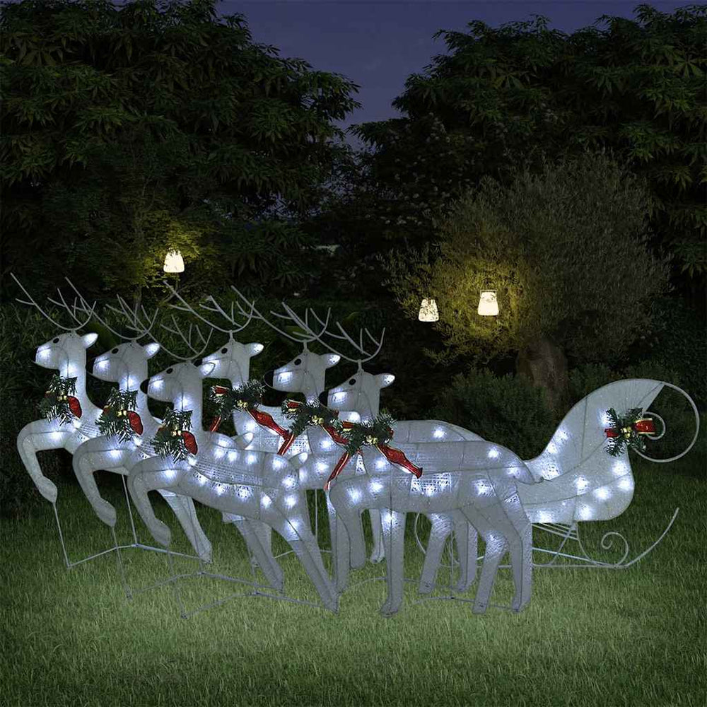 Vidaxl buitenkerstversiering rendieren en slee 140 led's wit