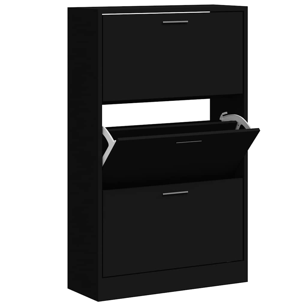 Vidaxl schoenenkast 63x24x103 cm bewerkt hout zwart