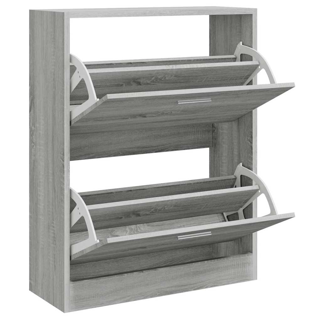 Vidaxl schoenenkast 63x24x81 cm bewerkt hout grijs sonoma