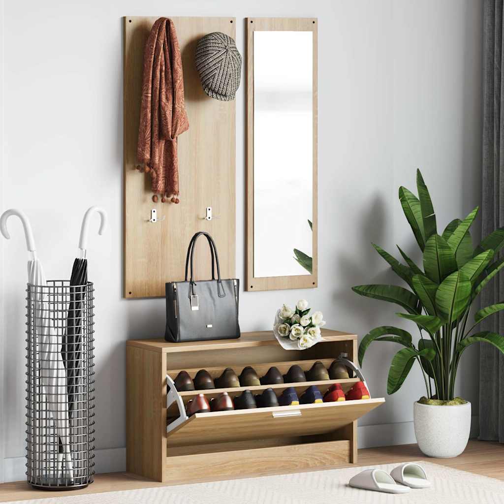 Vidaxl 3-in-1 schoenenkastset sonoma eiken bewerkt hout
